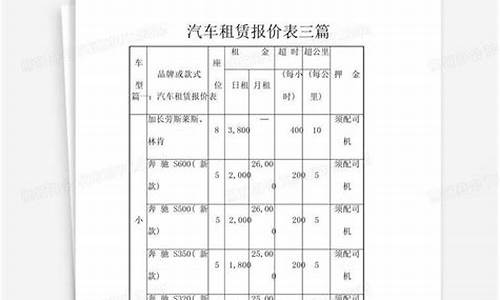 汽车租赁报价函范本-汽车租赁报价